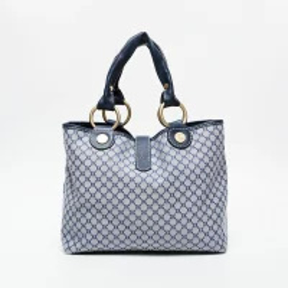 Celine Macadam Canvas Handbag Navy Blue - Picture 3 of 13